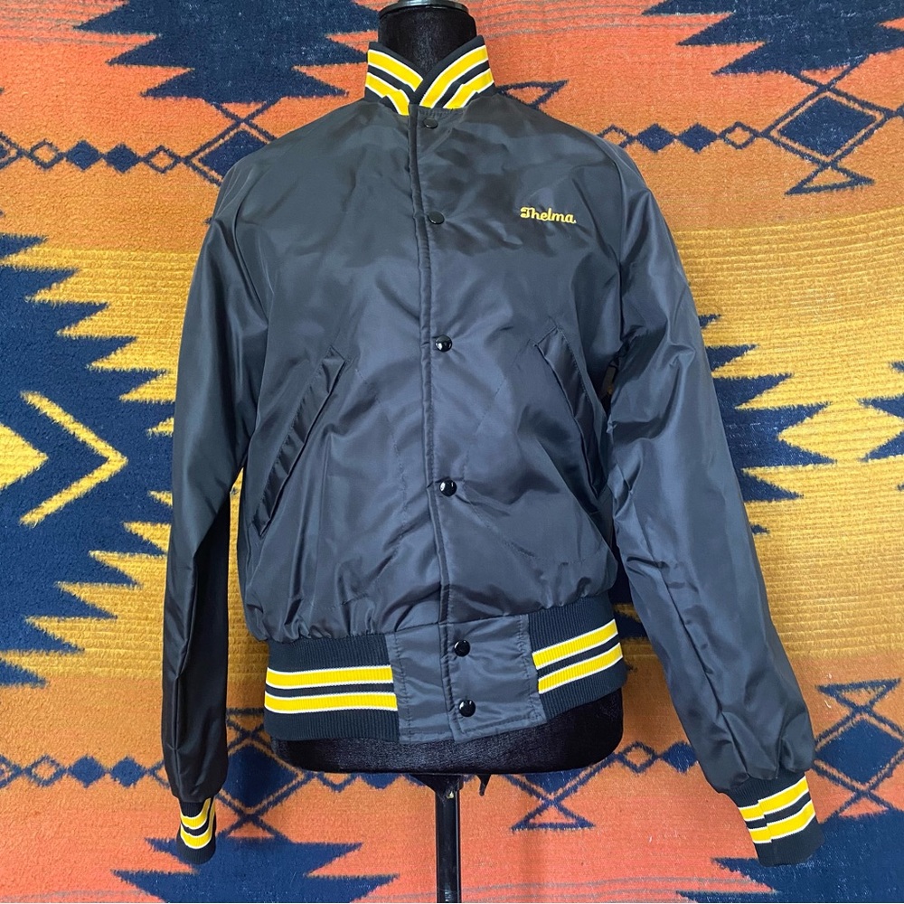 VTG Pla-Jac Dunbrooke Varsity Graphic Jacket. Like New. Small. Nylon. USA. 70’s.
